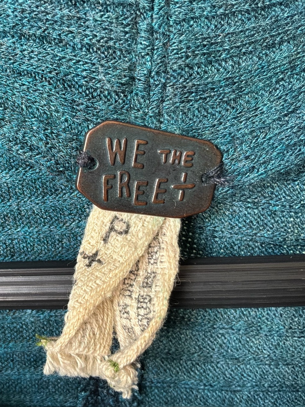 We The Free Teal Knit Accent with Brass Tag